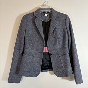 J Crew Robert Noble Scottish 100% Wool Blazer Sz 0 Tweed Academia Preppy School